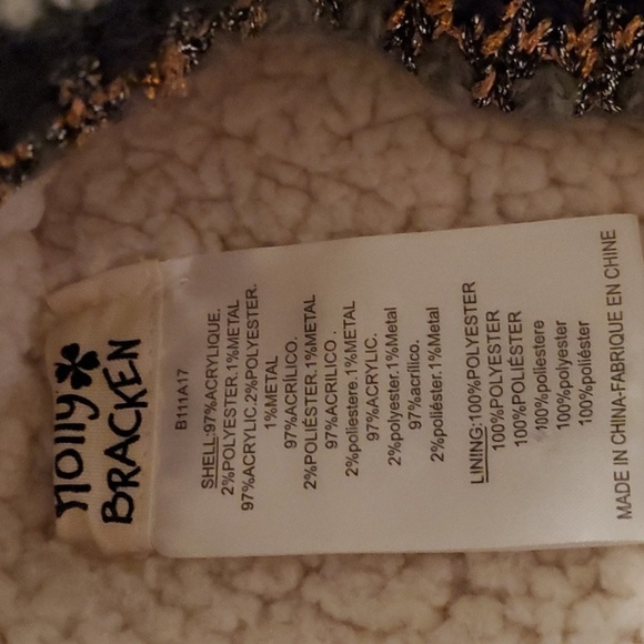 Molly Bracken Neck Scarf/ Wrap shearling Metallic Warm Neutrals Cozy preppy - Picture 4 of 8
